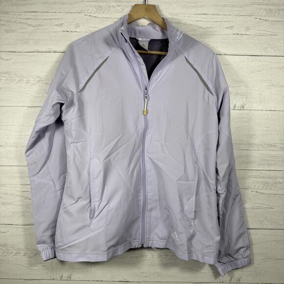 Adidas lightweight jacket women’s size large purple zipper vented athletic - Picture 1 of 7